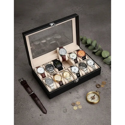 Estuche Organizador Para 12 Relojes Con Almohadillas Negro
