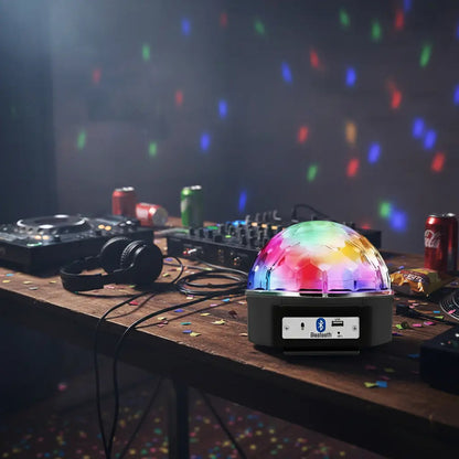 Bola Disco Espejada 18 Cm Con Luces Rítmicas Fiesta  X2