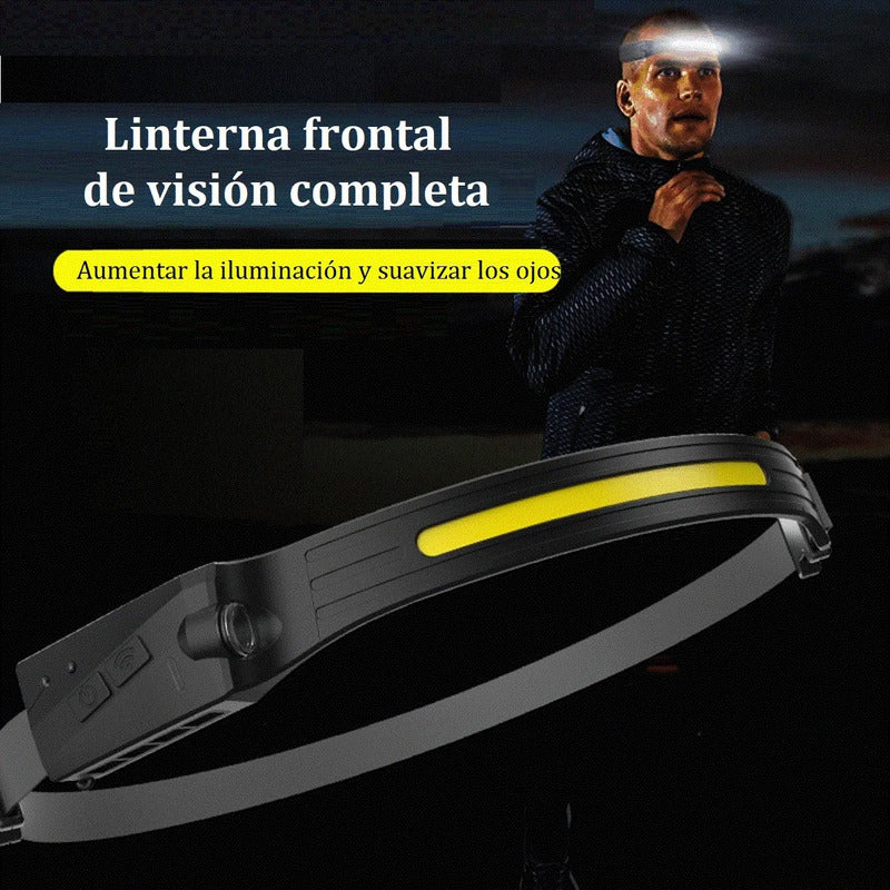 Lampara De Cabeza Led Cob Recargable Con Sensor Varios Modos Blanco Negro