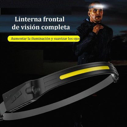Lampara De Cabeza Led Cob Recargable Con Sensor Varios Modos Blanco Negro