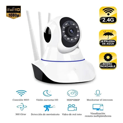 Camara Ip Wifi Hd 360° Visión Nocturna Pack X2 Blanco