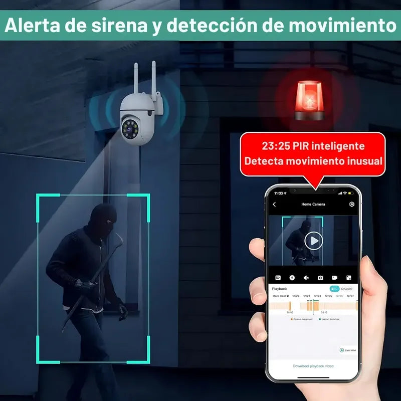 Cámara De Seguridad Domo Wi-fi Exterior/interior 360° Con Visión Nocturna Y Audio Bidireccional Full Hd Blanco