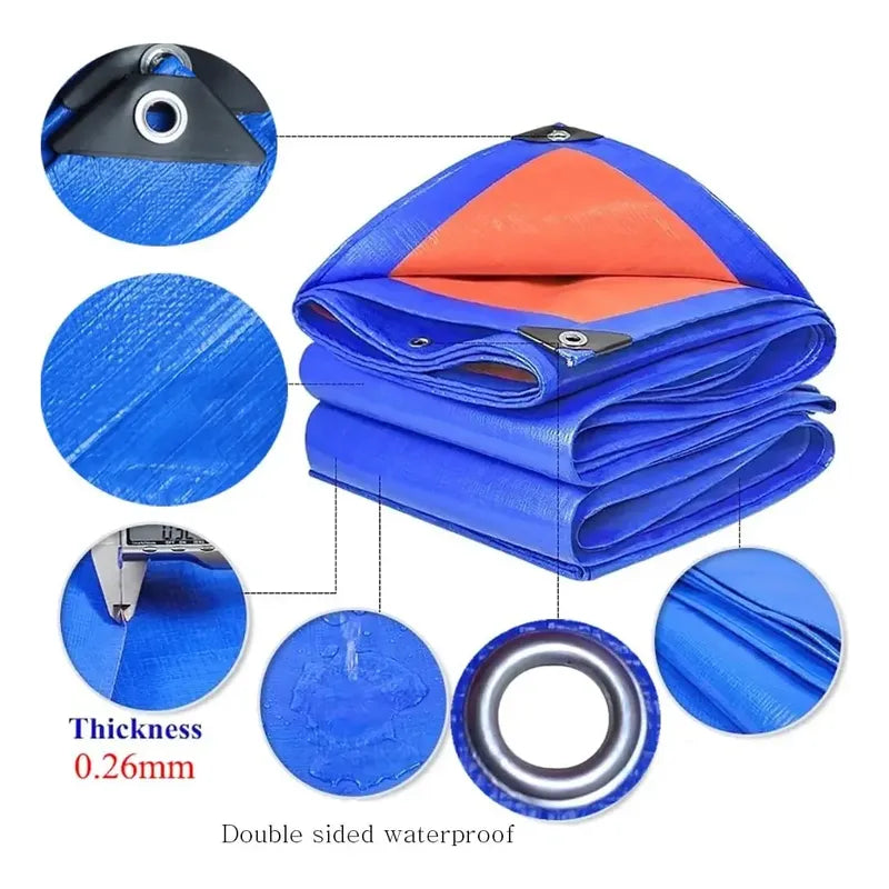Carpa Lona Cobertor Impermeable Multiusos 8x12 M Azul Y Naranja