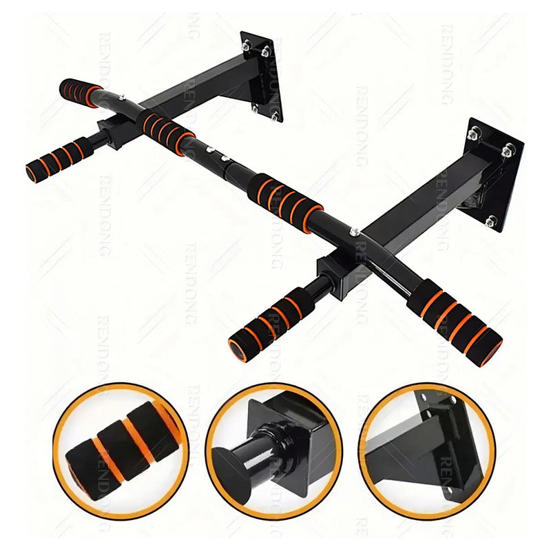 Barra De Dominadas Figoimport Para Pared Con Doble Agarre, Negro, Soporta 300 Kg