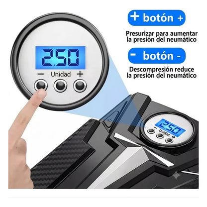 Inflador Digital 12v Para Auto Con Display Compacto Figonew Negro 50 Hz/60 Monofásica