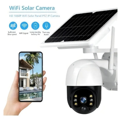 Camara Ip Solar Seguridad Wifi Exterior Hd 1080p Nocturna Color Blanco