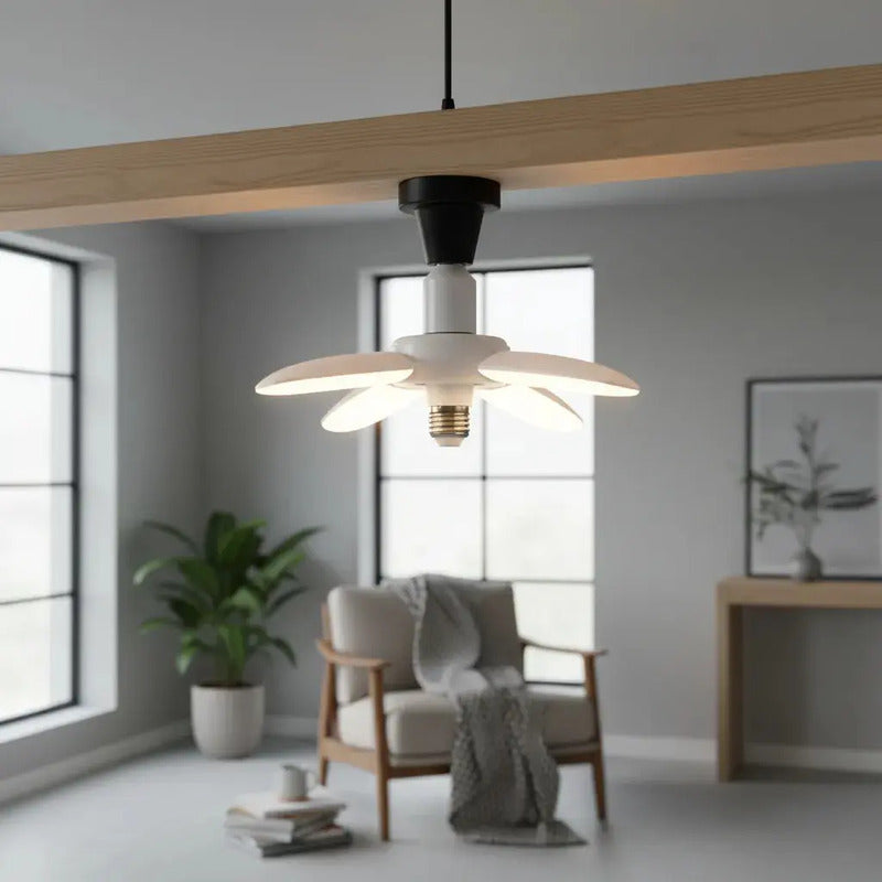 Ampolleta Led 28w Plegable De 4 Aspas Para Techo, Con Ángulo Ajustable Y Control Remoto Blanco Frío