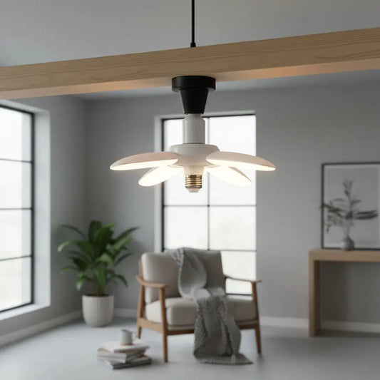 Ampolleta Led 28w Plegable De 4 Aspas Para Techo, Con Ángulo Ajustable Y Control Remoto Blanco Frío