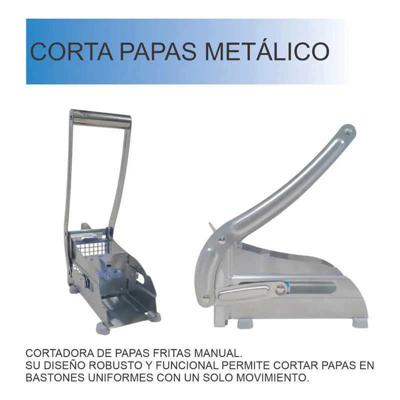 Cortador De Papas Fritas Acero Inoxidable Cuchillas Intercambiables Plateado