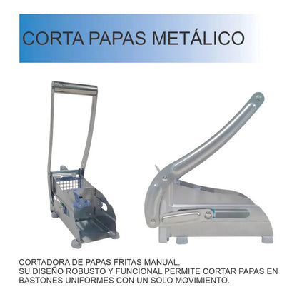Cortador De Papas Fritas Acero Inoxidable Cuchillas Intercambiables Plateado