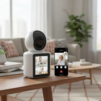 Camara De Videollamadas Interior Wifi 1080p Pantalla Hd 2.8 Pulgadas Ideal Monitoreo Cuidado Adulto Mayor Ninos Bebes... Blanco
