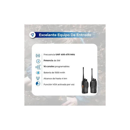 Dos Radio Transmisor Walkie Talkie Bf-777s Baofeng Woki Toki Negro