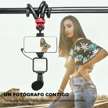 Kit De Grabacion Con Tripode Aro Luz Led Y Microfono
