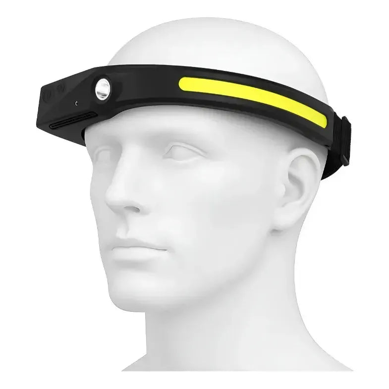 Lampara De Cabeza Led Cob Recargable Con Sensor Varios Modos Blanco Negro
