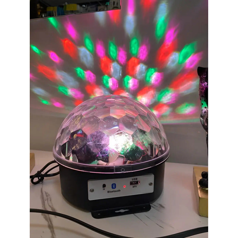 Bola Disco Espejada 18 Cm Con Luces Rítmicas Fiesta  X2