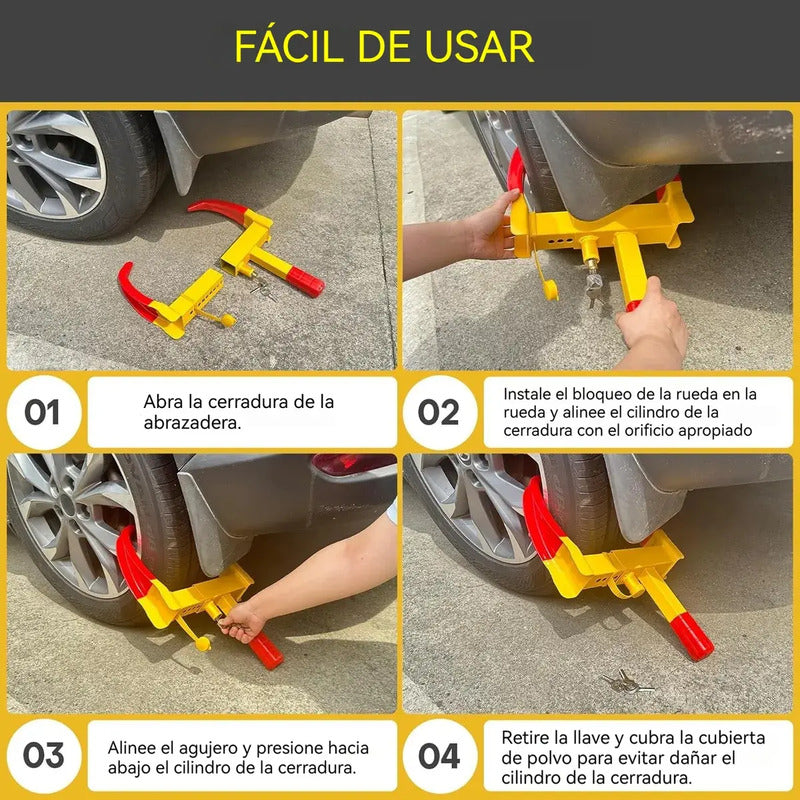 Tranca Volante Antirrobo + Traba Rueda Pack Auto Seguridad