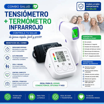 Kit De Monitoreo Medico Tensiometro Oximetro Termometro Dedo Blanco