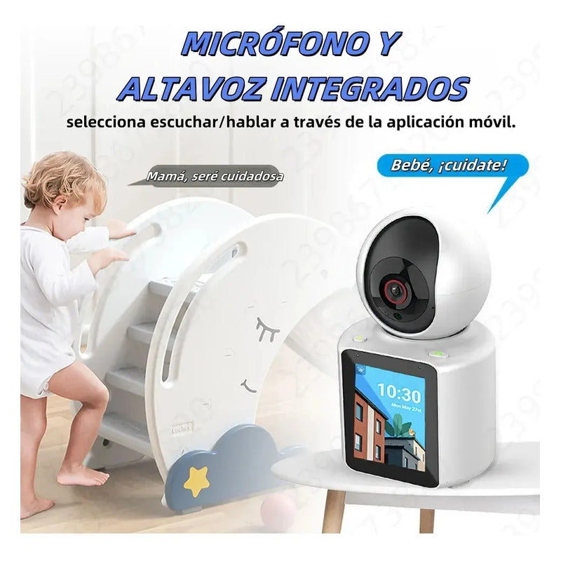 Cámara De Videollamadas Wi-fi Interior Figoimport Con Pantalla Hd Para Monitoreo De Adulto Mayor Y Bebés Blanco