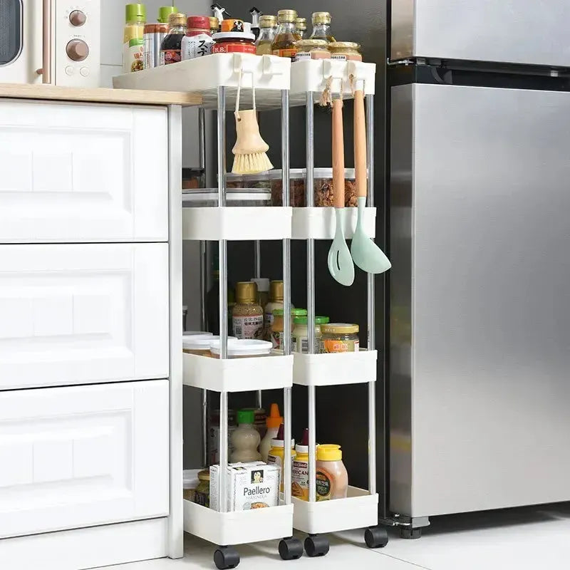 Carrito Organizador 4 Estantes Con Ruedas Para Cocina Blanco