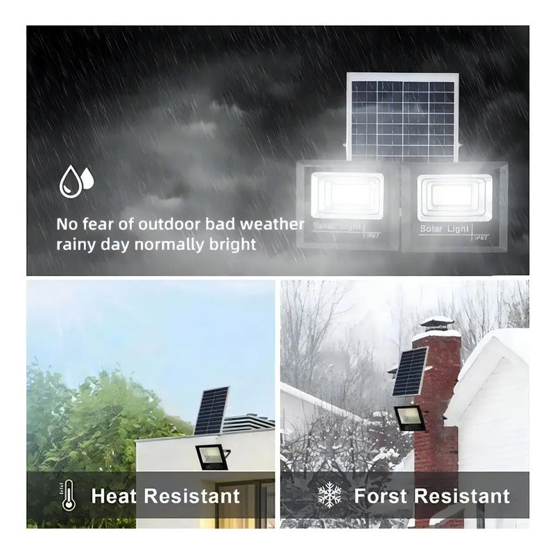 Foco Solar 200w Qp Negro Con Sensor Movimiento Montable Exterior