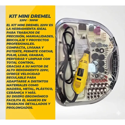 Minitorno Rotativo Inalámbrico Figoimport Ch2904-x Con 160 Accesorios Y Eje Flexible Para Bricolaje Y Precisión 60 Hz
