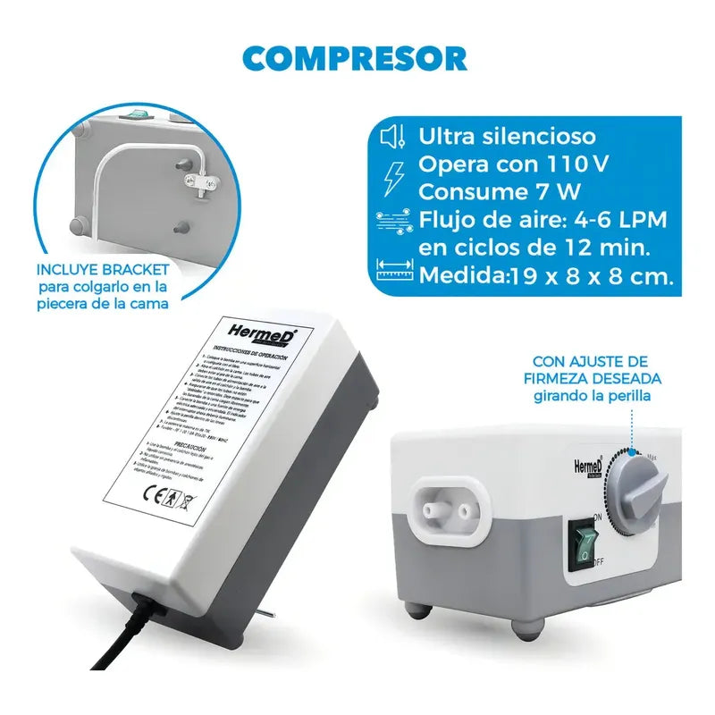Colchon Antiescaras Para Cama Clinica Con Motor Medihome Beige Claro
