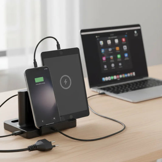 Estacion De Carga Rapida 65w Con Soporte Celular Escritorio Negro