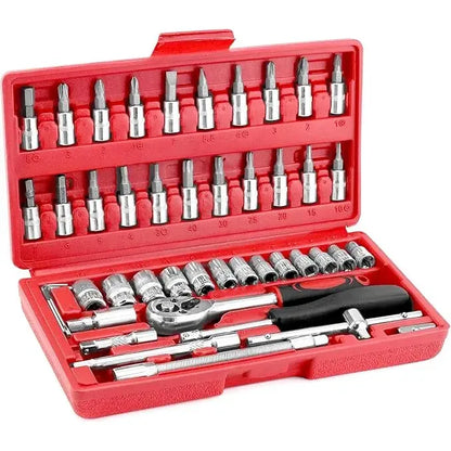 Juego Herramientas Mecánicas Figoimport Autocle Dados 46 Piezas Rojo