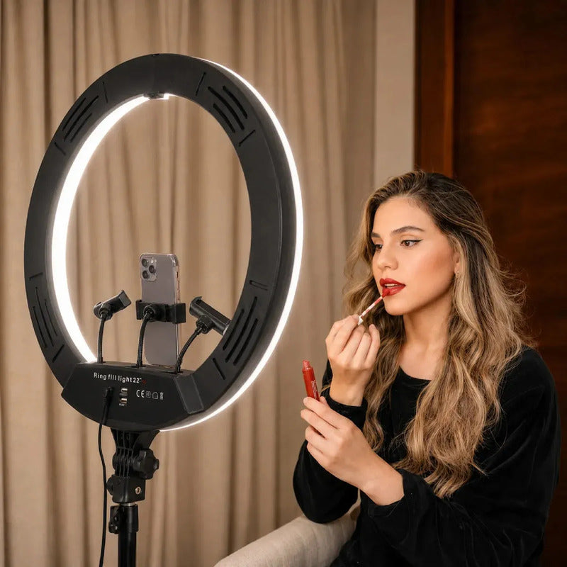 Aro De Luz Led Suave Para Fotografia Con Soportes Celular Fi Negro Luz Cálida - Luz Fría Luz Amarilla