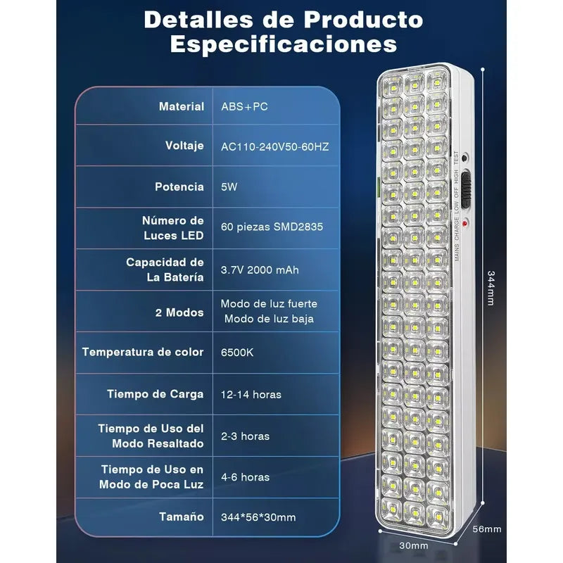 Lámpara Led De Emergencia Recargable 24 Horas Modelo Ca-629 Blanco