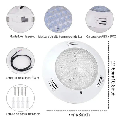 Figo Foco Piscina Genérica 9w 25cm Blanco Led Subacuático, Luz Subacuática Ip68 A Prueba De Agua Rgb Con , Focos... Blanco Frío Blanco Frío