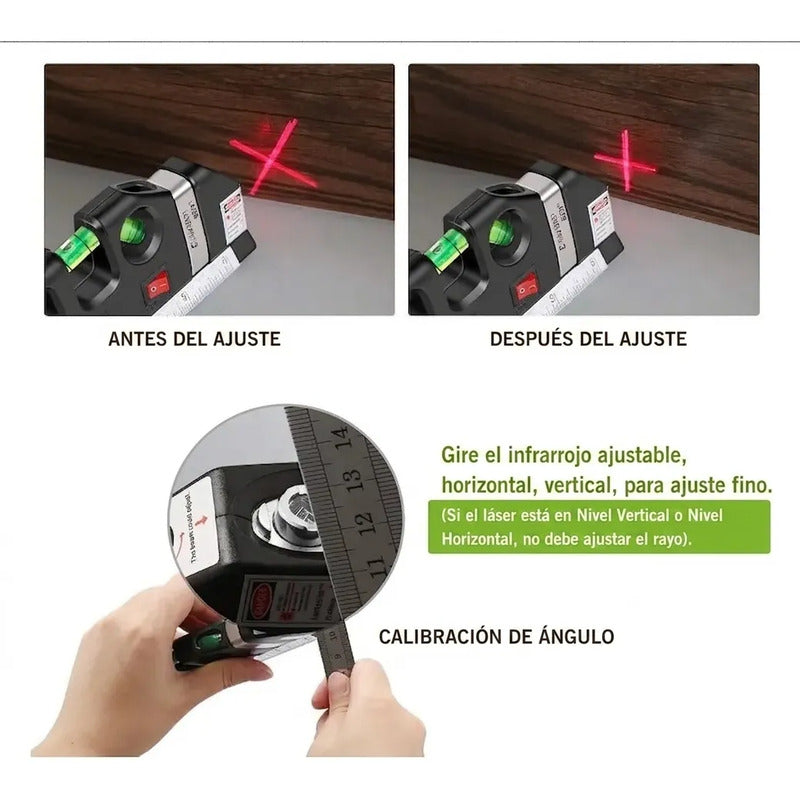 Nivel Laser Multiuso Con Burbuja Y 3 Modos Flexometro De 5m