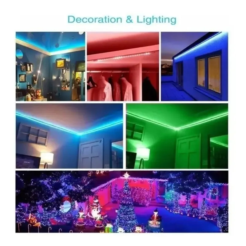 Pack De 2 Tiras Cinta De 300 Led 5mt Multicolores Rgb Rgb