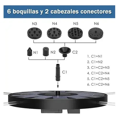 Fuente De Agua Flotante Piscina Con Energía Solar 4 Boquilla