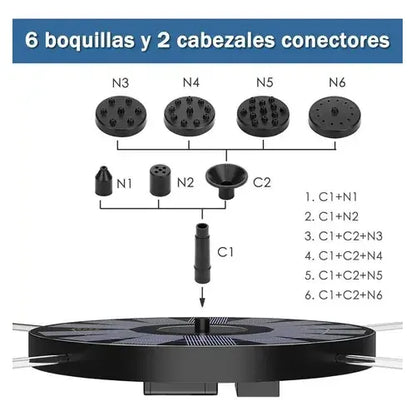 Fuente De Agua Flotante Piscina Con Energía Solar 4 Boquilla