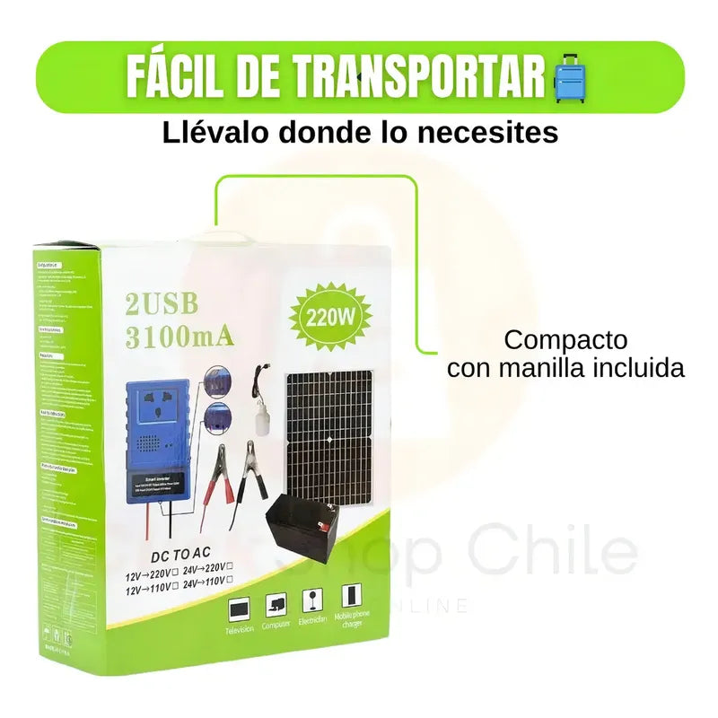 Estación De Energía Portátil Figoimport Pro 220w Con Panel Solar Y Linterna Led