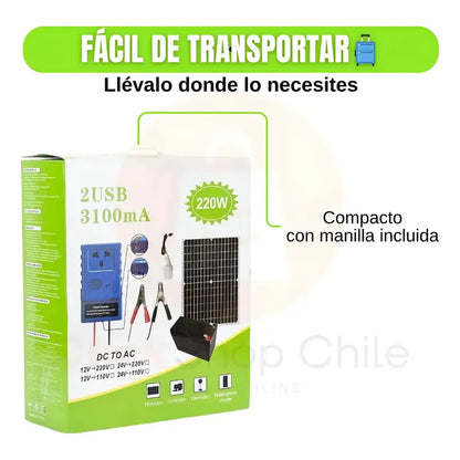 Estación De Energía Portátil Figoimport Pro 220w Con Panel Solar Y Linterna Led