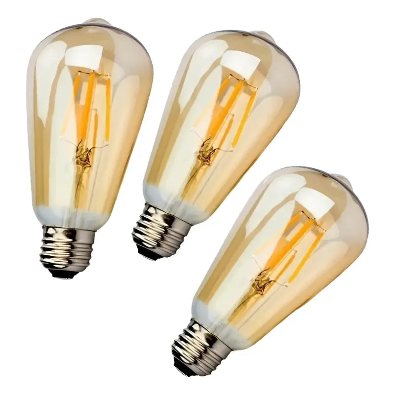 Pack X3 Ampolleta Retro Led Vintage Luz Calida 4w Amarillo