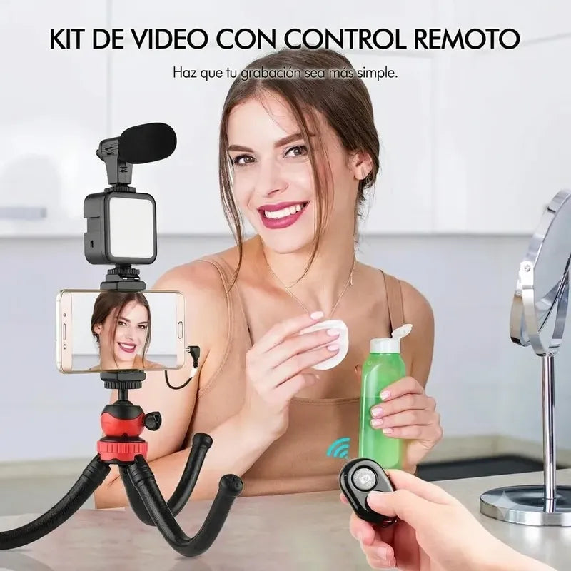 Kit De Grabacion Con Tripode Aro Luz Led Y Microfono