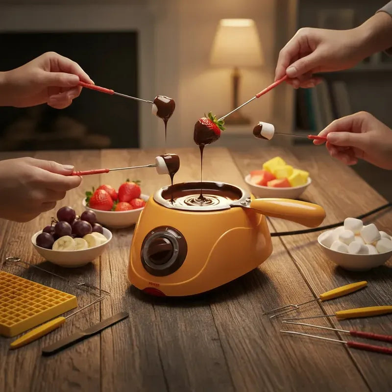 Maquina Donas + Fondue Chocolate Negro Y Amarillo