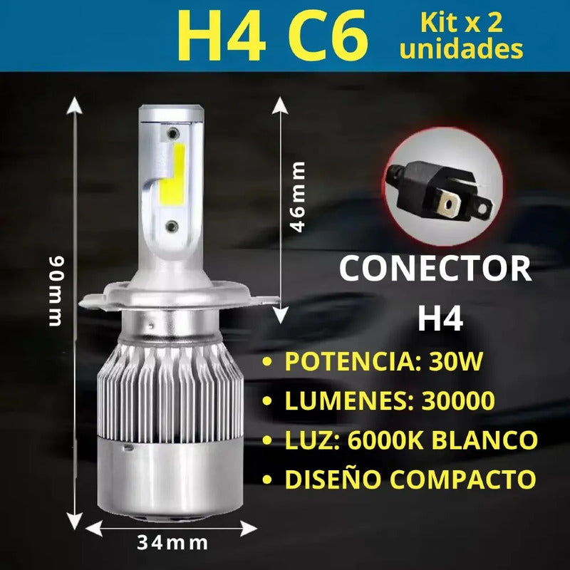 Kit Luces Led Para Auto H4 C6 Look Con Ventilador