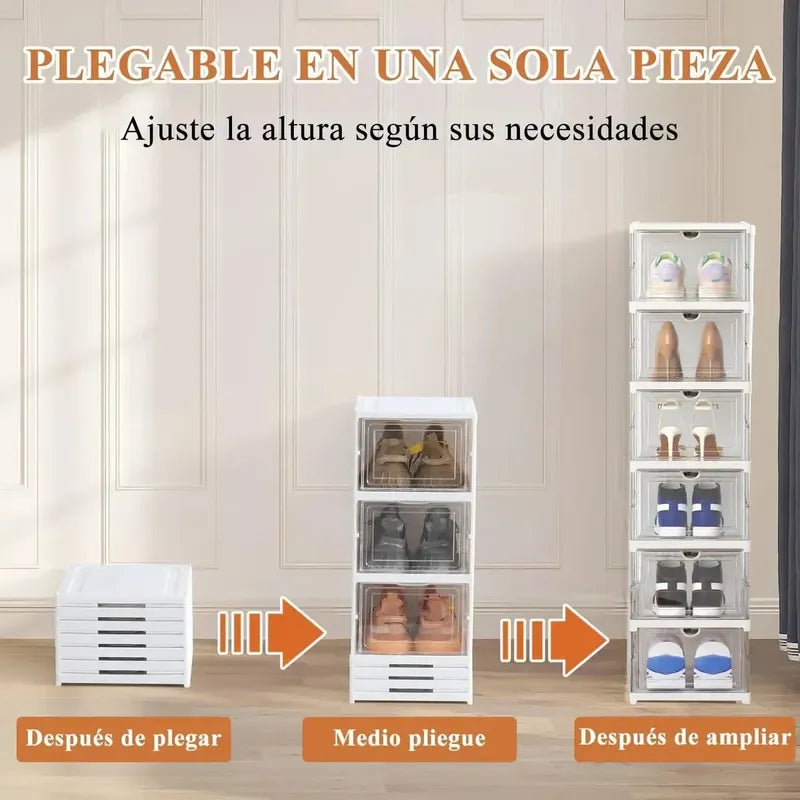Zapatera Plegable De 6 Niveles Organizador De Almacenamiento Blanco