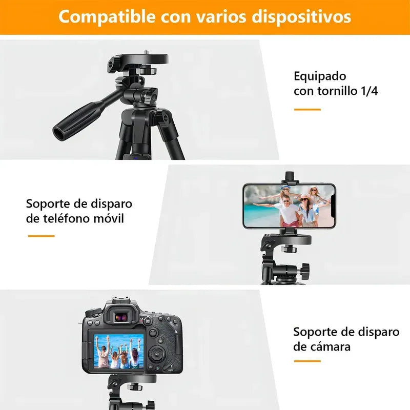 Trípode Para Celular Y Cámara Profesional Figostore Sl3600 De Aluminio Con Cabezal Panorámico Negro
