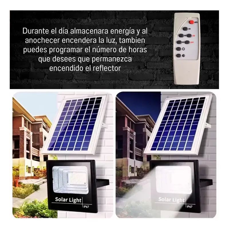 Reflector Solar 300w Calle Jardin Lampara Led Alta Potencia Panel Figoimport Negro Blanco Frío