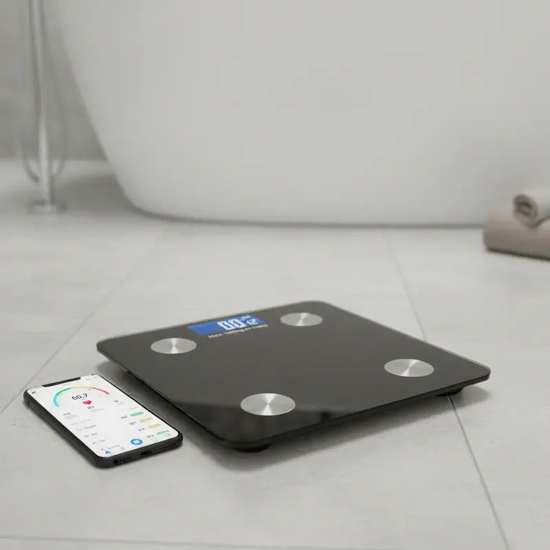 Pesa Balanza Digital Arca Bluetooth Baño Con App Negro Vidrio Hasta 180kg