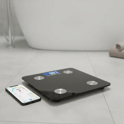 Pesa Balanza Digital Arca Bluetooth Baño Con App Negro Vidrio Hasta 180kg