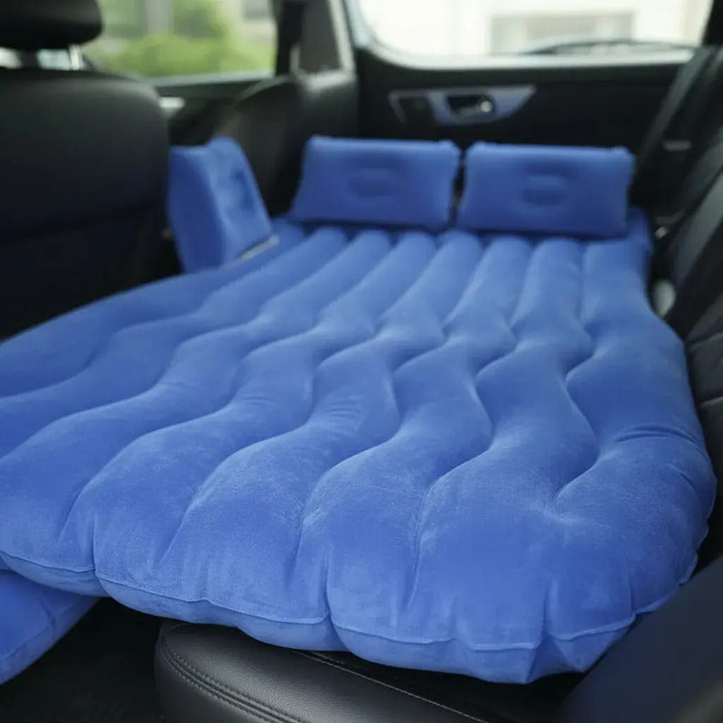 Colchón Inflable De 1.5 Plazas Para Auto Con Bomba Eléctrica, Ideal Para Viajes Y Camping Azul