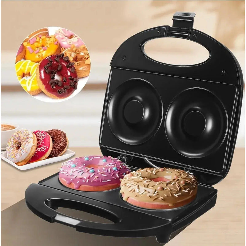 Máquina Para Donas Figostore Con 2 Espacios Grandes Y Antiadherente Negro