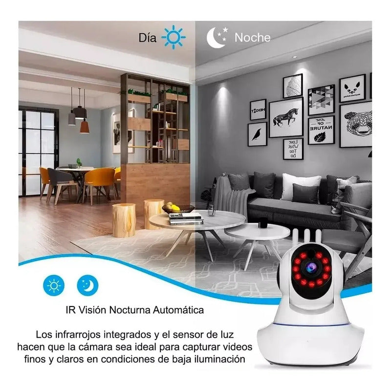 Camara Ip Wifi Hd Motorizada Vision Nocturna 360° Blanco