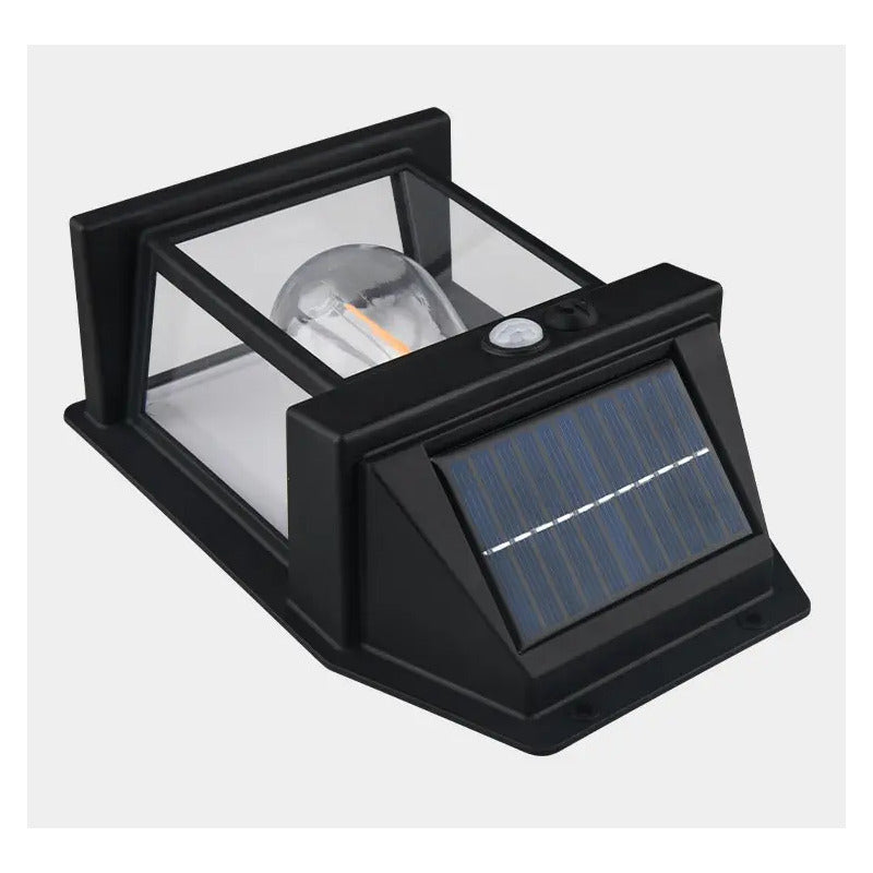 Lámpara De Pared Solar Para Exteriores, Led, Colonial, Vinta Estructura Negro